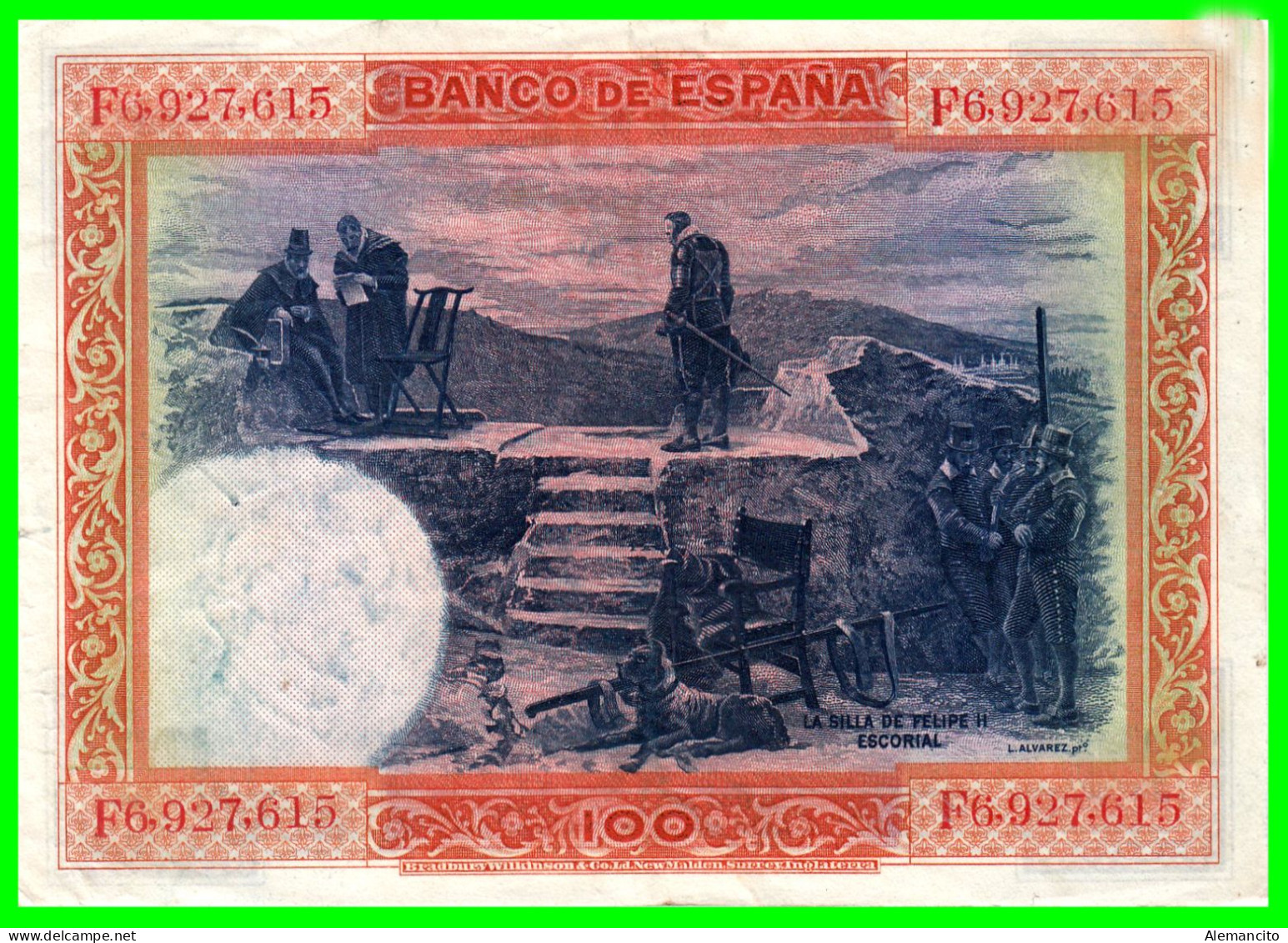 ESPAÑA BILLETE DE 100 PESETAS ALFONSO XIII  II REPUBLICA   AÑO 1925 - 100 Peseten