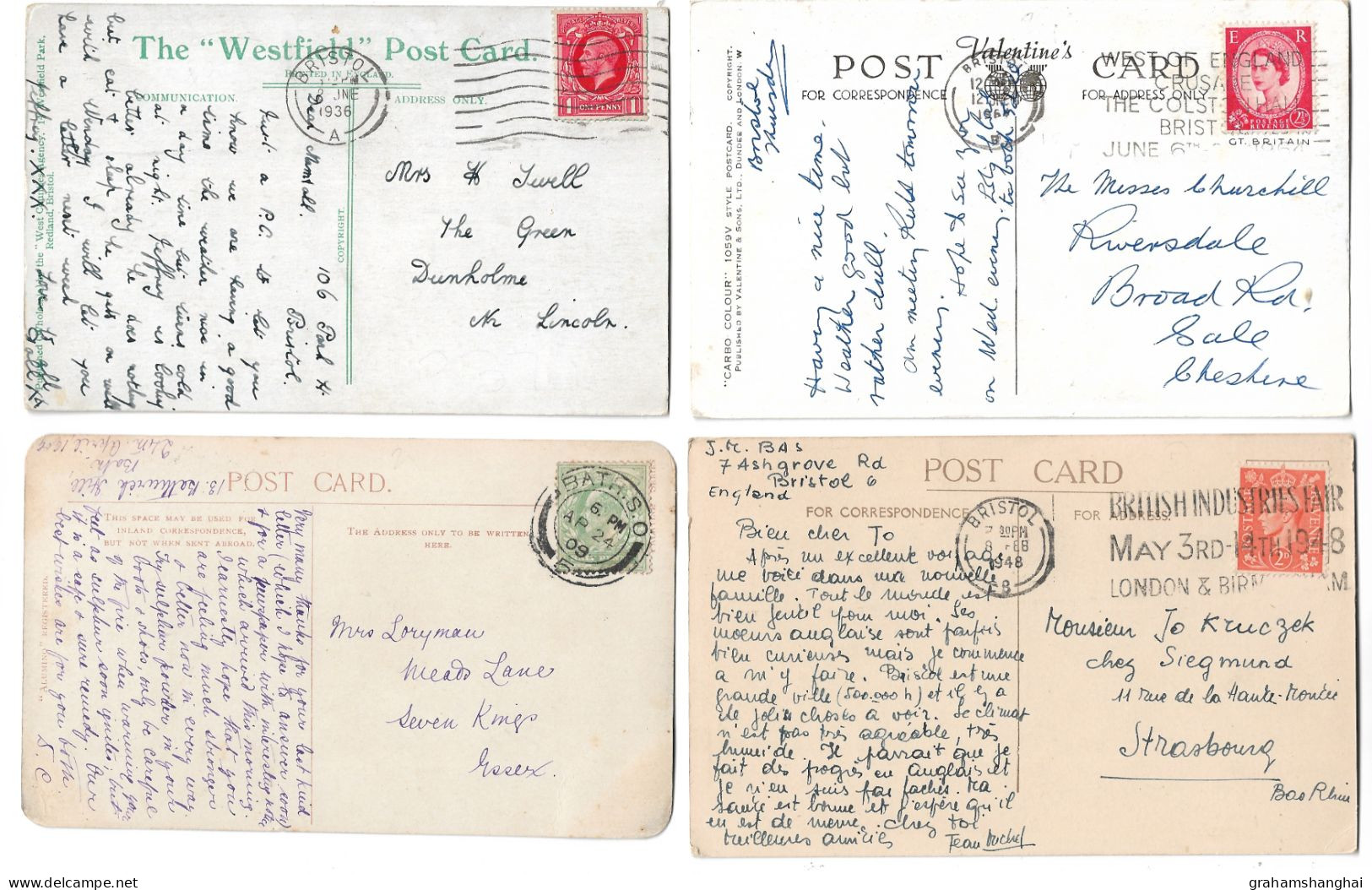 4 Postcards Lot UK England Bristol Multiview New Municipal Buildings Convalescent Home River Avon Posted 1909-1964 - Bristol