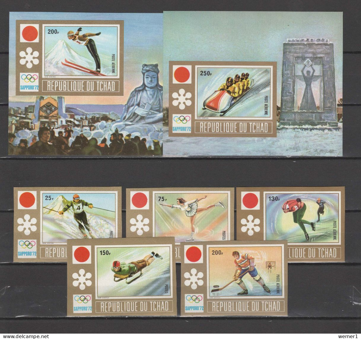 Chad - Tchad 1972 Olympic Games Sapporo Set Of 5 + 2 S/s Imperf. MNH -scarce- - Hiver 1972: Sapporo