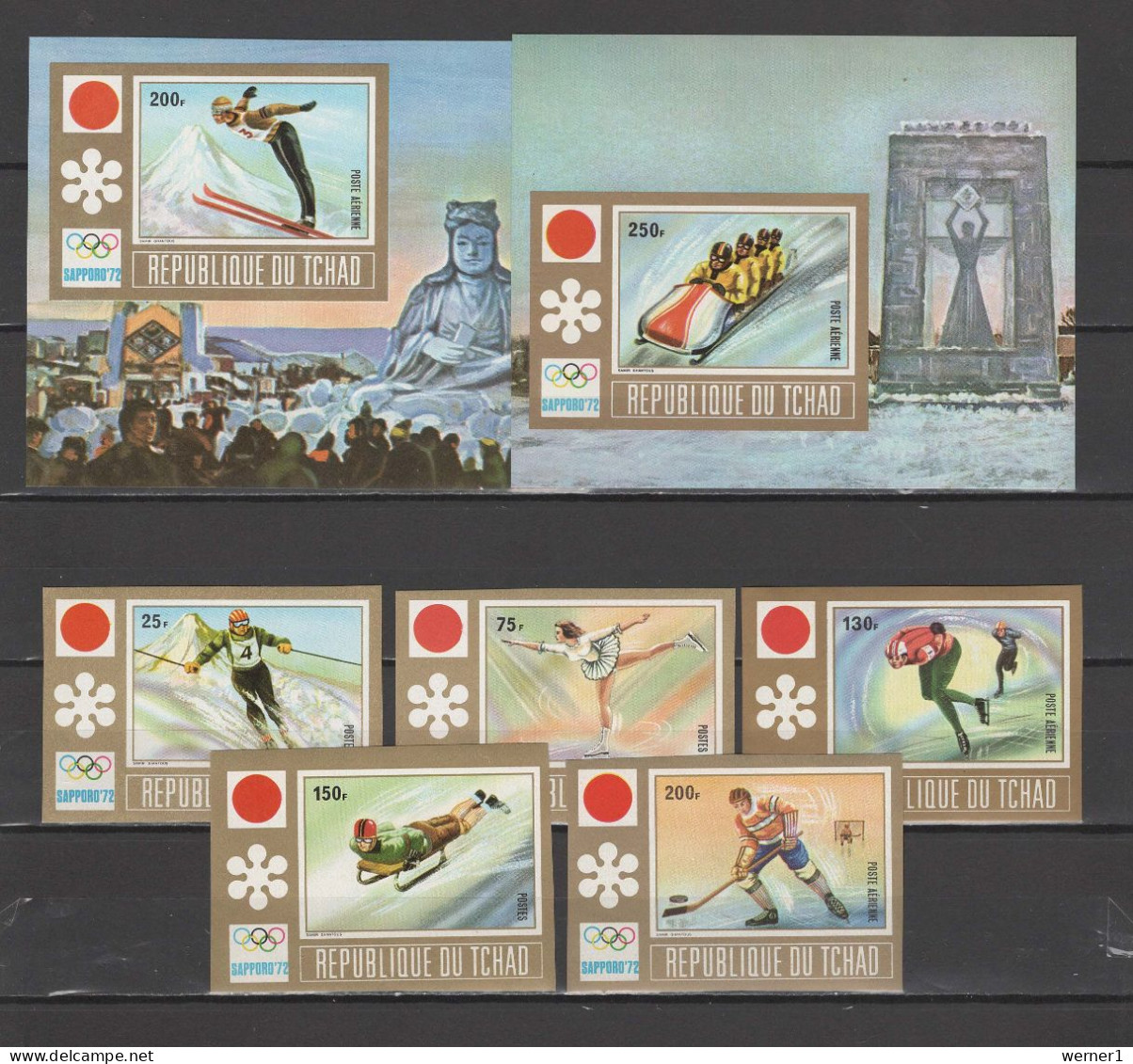 Chad - Tchad 1972 Olympic Games Sapporo Set Of 5 + 2 S/s Imperf. MNH -scarce- - Winter 1972: Sapporo