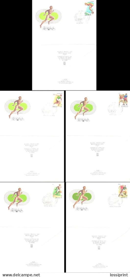 Soviet Union:Russia:USSR:FDC Covers Serie Sport, Running, Football, Disc Throwing, Boxing, Swimming, 1981 - FDC