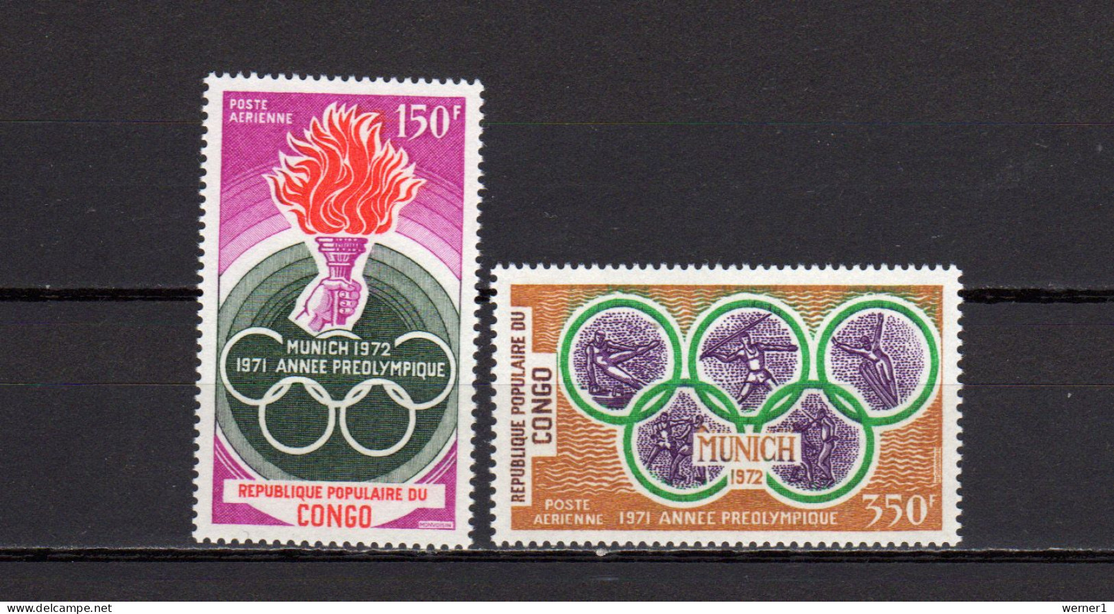 Congo 1971 Olympic Games Munich, Javelin, Fencing Etc. Set Of 2 MNH - Ete 1972: Munich