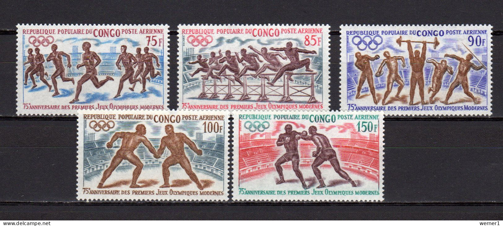 Congo 1971 Olympic Games, 75th Anniv. Of Olympic Games, Boxing, Weightlifting Etc. Set Of 5 MNH - Ete 1972: Munich