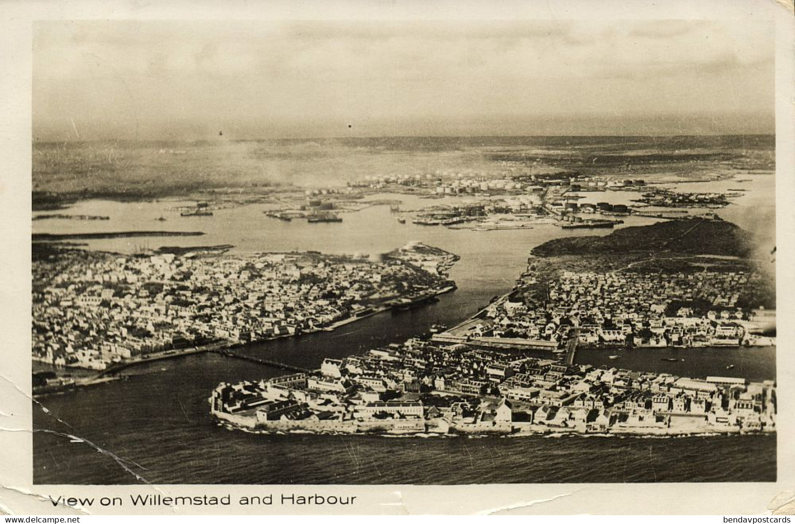 Curacao, N.W.I., WILLEMSTAD, View On City And Harbour (1930s) RPPC Postcard - Curaçao