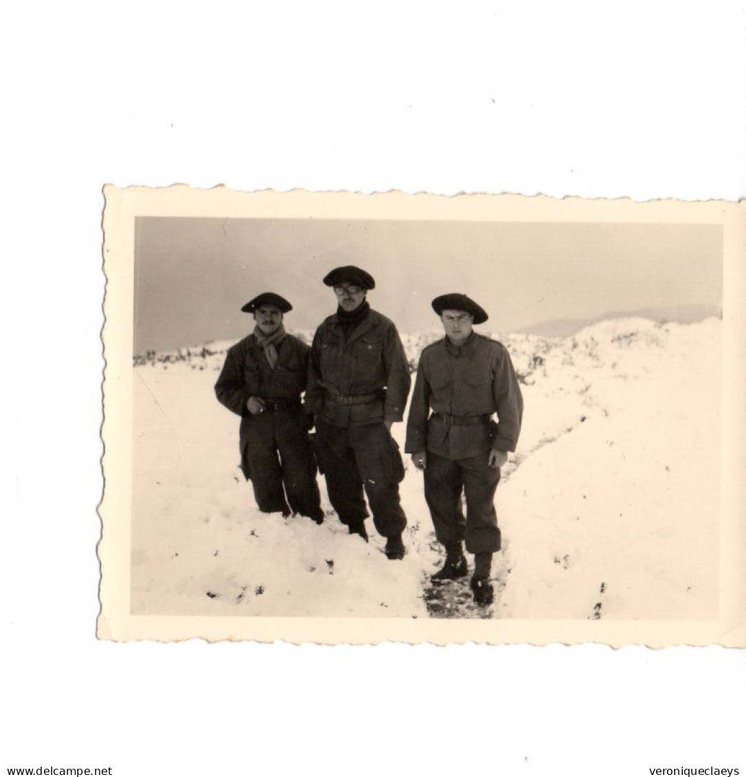 Photo Ancienne 3 Chasseurs Alpin Dans La Neige C1/9 - 1939-45