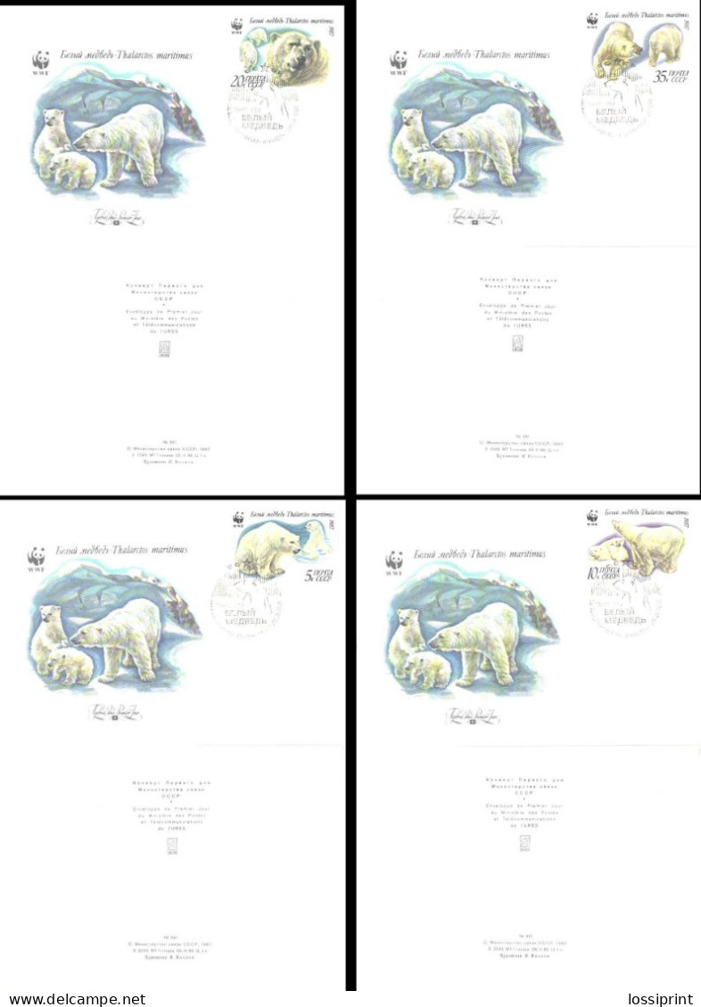 Soviet Union:Russia:USSR:FDC Covers Serie WWF, Polar Bears, Thalarctos Maritimus, 1987 - FDC