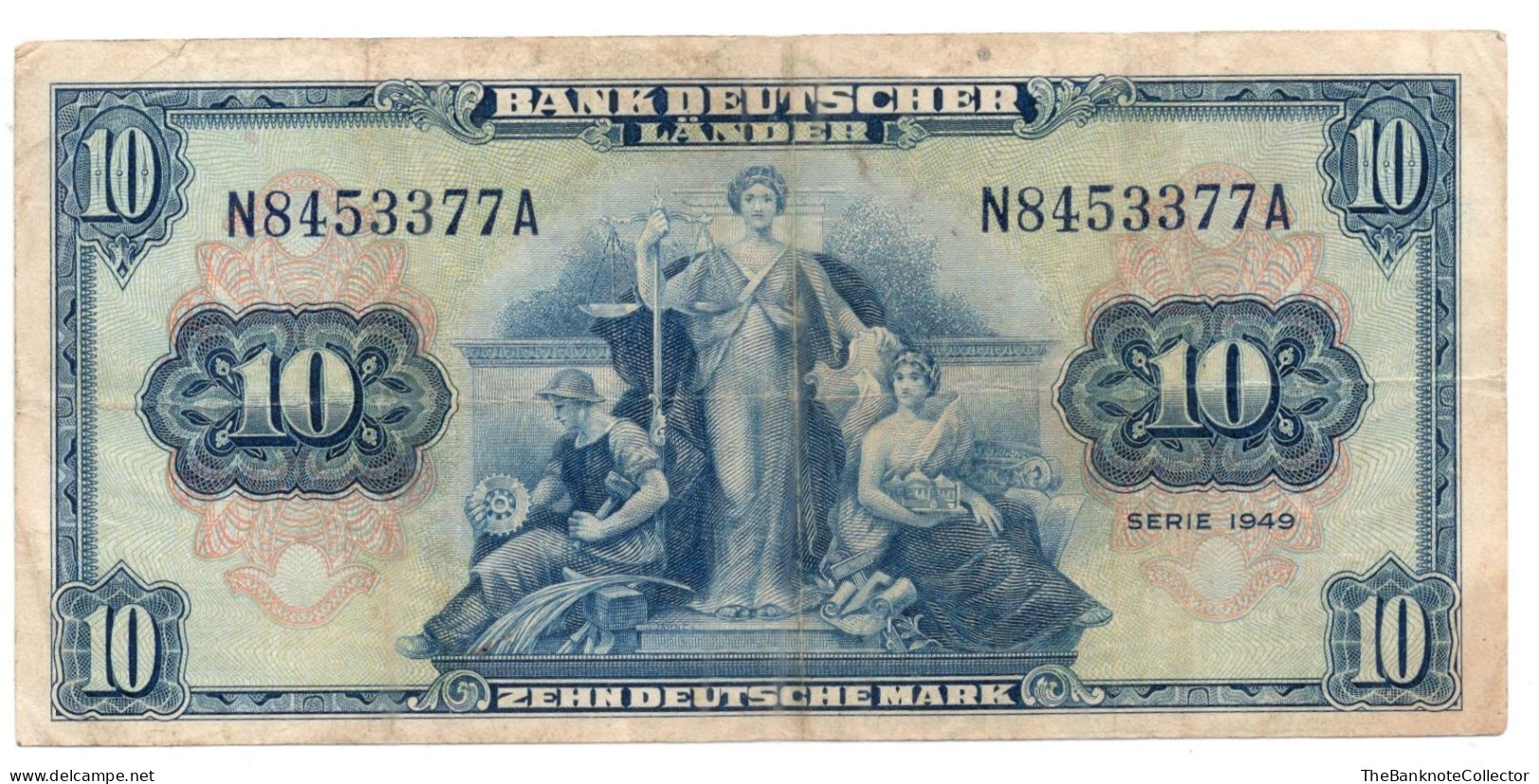 Germany German Federal Republic 10 Marks 1949 P-16 VF - 5 DM