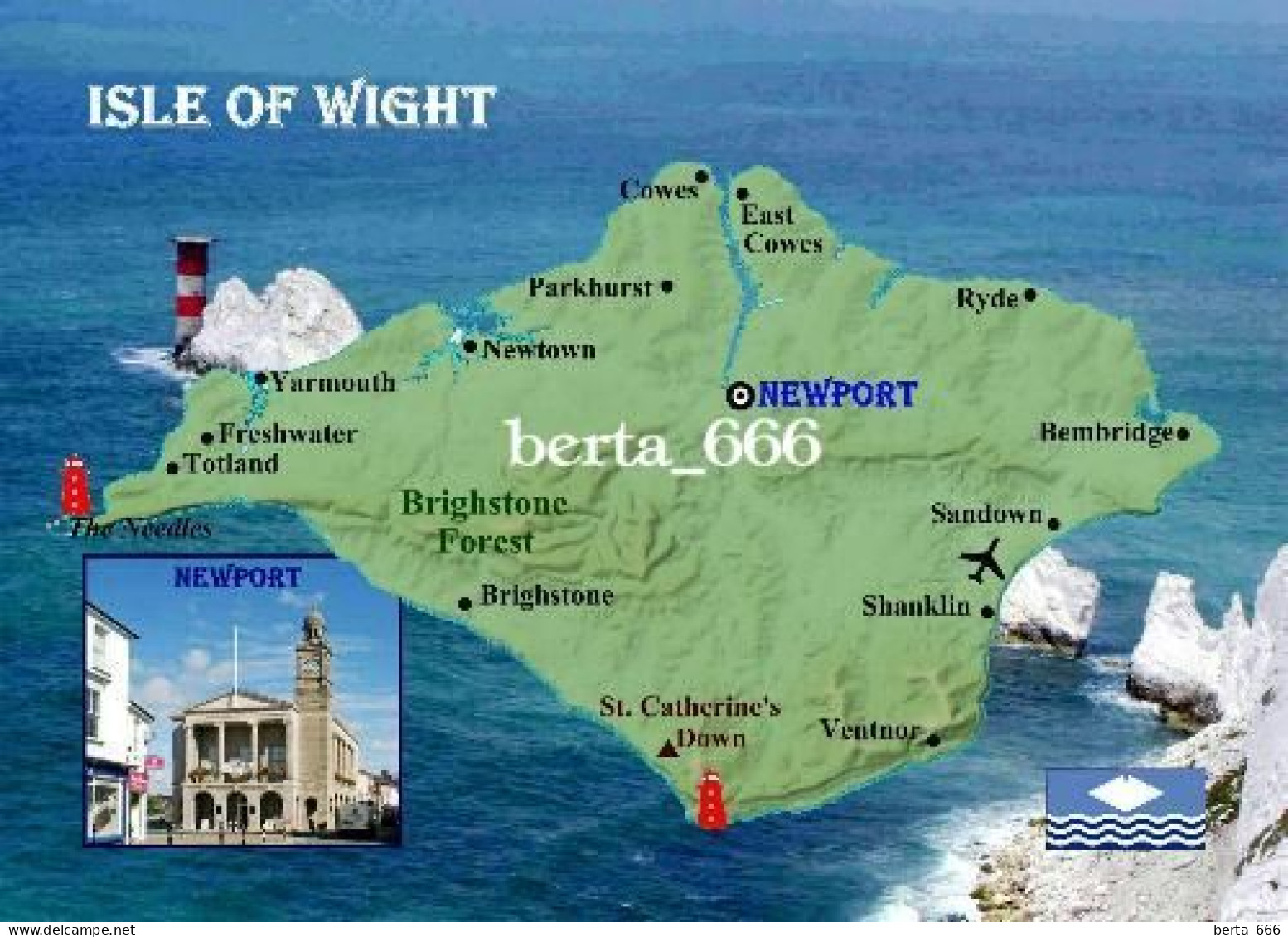Isle Of Wight Map New Postcard * Carte Geographique * Landkarte - Autres & Non Classés