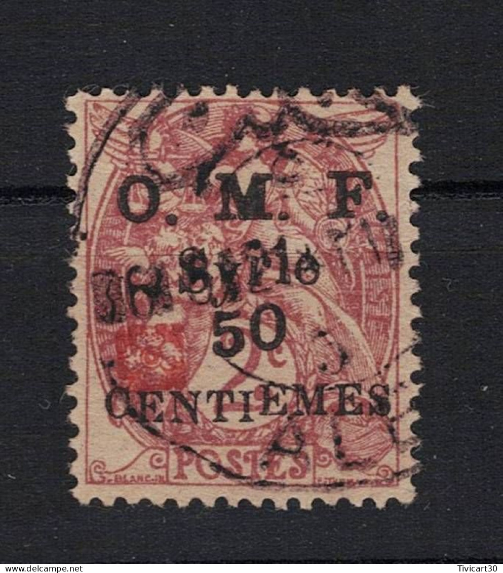 VARIETE - TIMBRE SYRIE YT N° 49B - O.M.F. SYRIE 50 CENTIEMES SUR 2 C. - FLEURON ROUGE - SURCHARGE DECALEE (EMES ET 0) - Usati