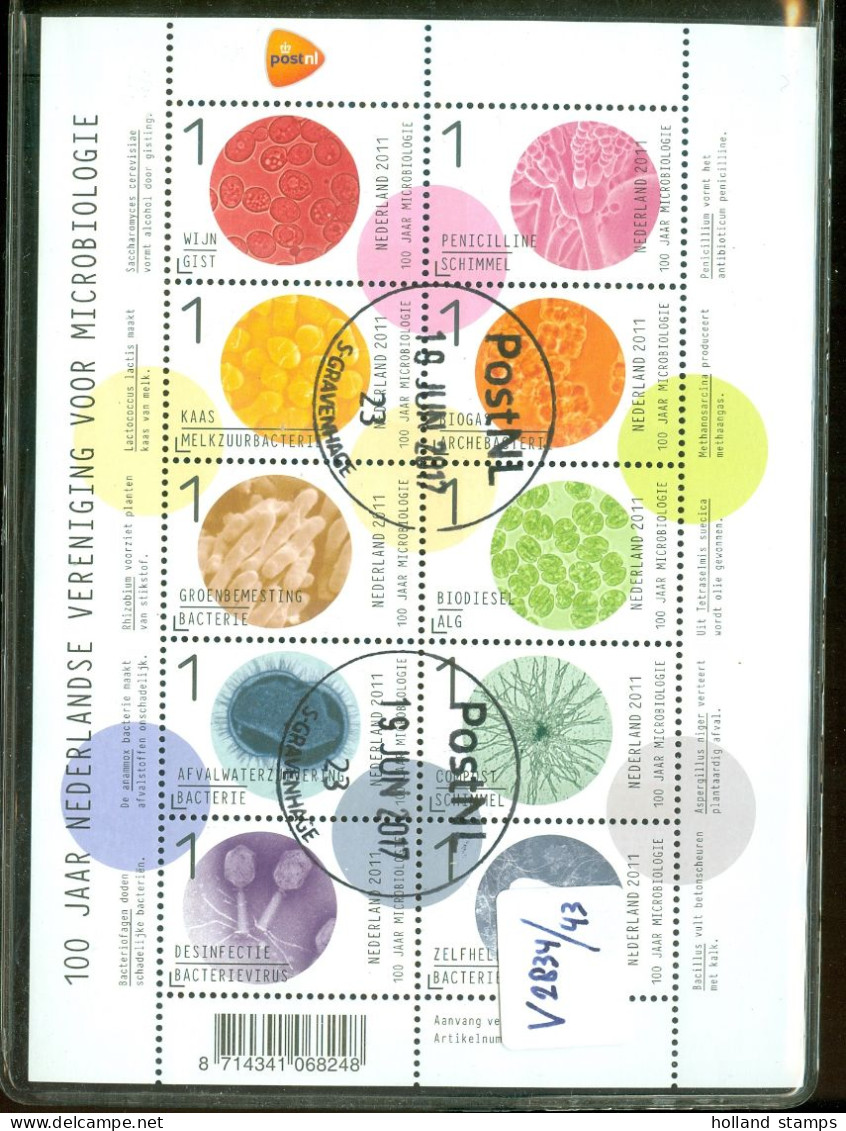 NEDERLAND * V 2834 - 2843 * MICROBIOLOGIE * BLOK * BLOC * BLOCK *  NETHERLANDS * POSTFRIS GESTEMPELD * C.W 20,00 - Used Stamps