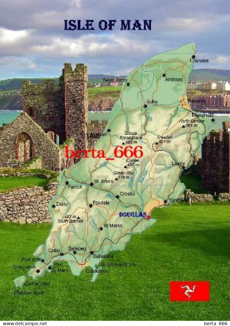 Isle Of Man Map New Postcard * Carte Geographique * Landkarte - Isla De Man