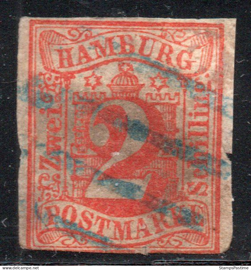 HAMBURGO (ALEMANIA-GERMANY) Sello Sin Dentar Deteriorado ESCUDO DE ARMAS X 2 Schillings Año 1859 – Valorizado € 120,00 - Hambourg