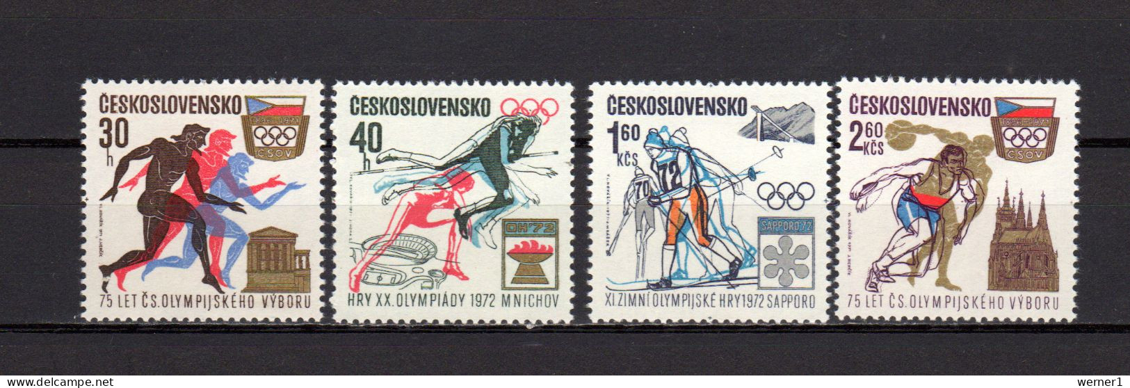 Czechoslovakia 1971 Olympic Games, 75th Anniv. Olympic Committee Set Of 4 MNH - Summer 1972: Munich