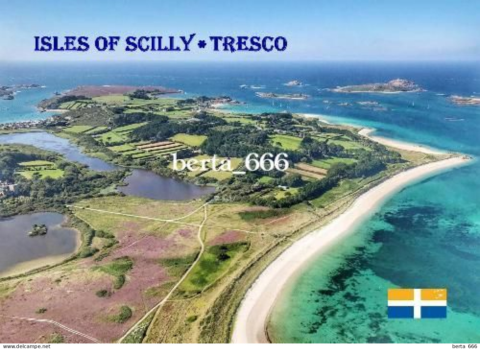 Isles Of Scilly Tresco Aerial View New Postcard - Scilly Isles