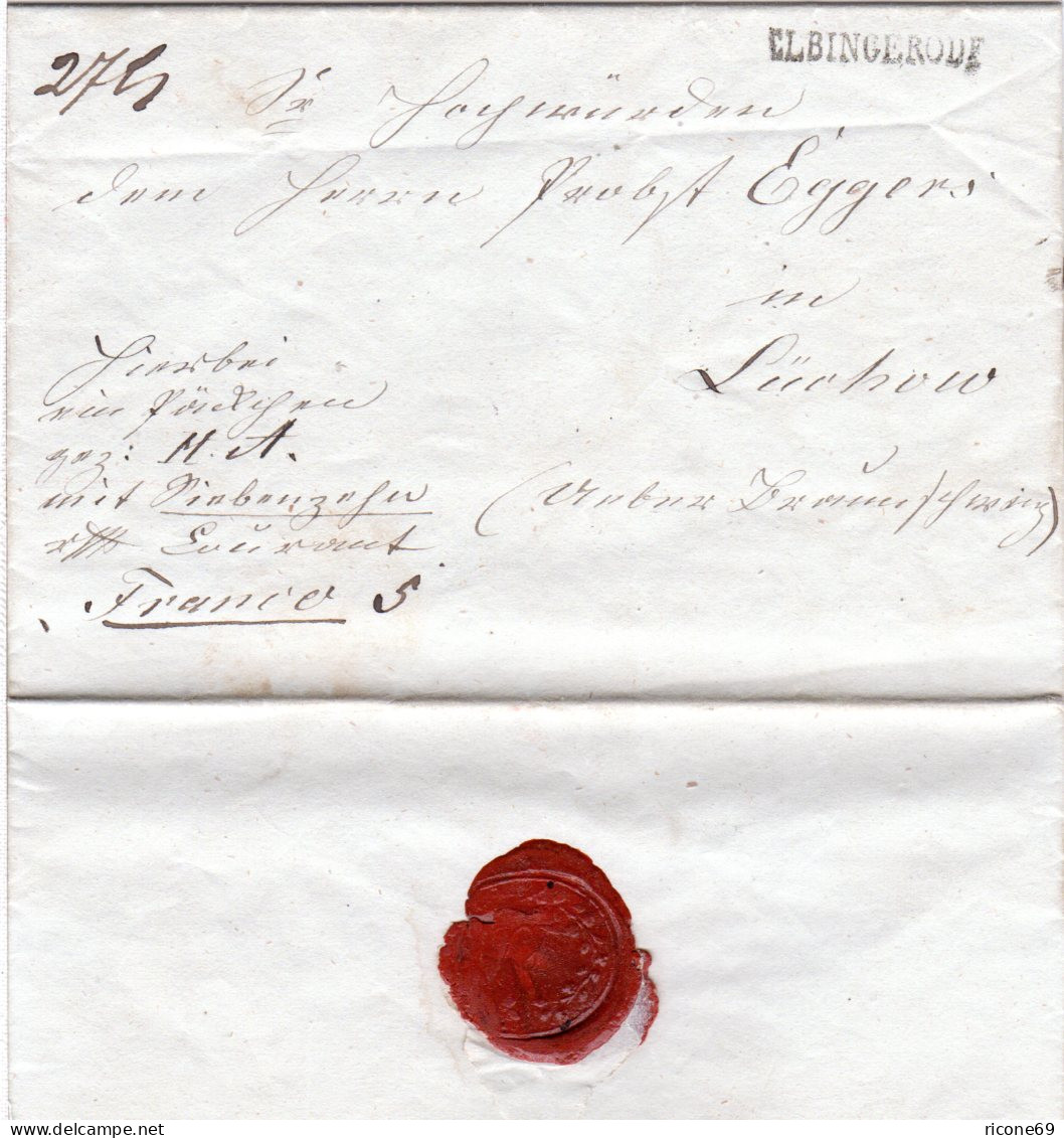 Hannover 1843, L1 ELBINGERODE Auf Franco Paket Brief V. D. Elender Eisenhütte  - Hanovre