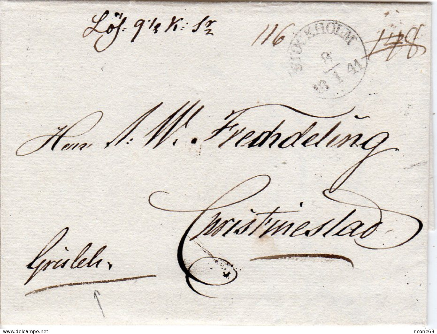 Schweden 1841, K1 STOCHHOLM Auf Porto Brief Via Aaland N. Finnland - Brieven En Documenten