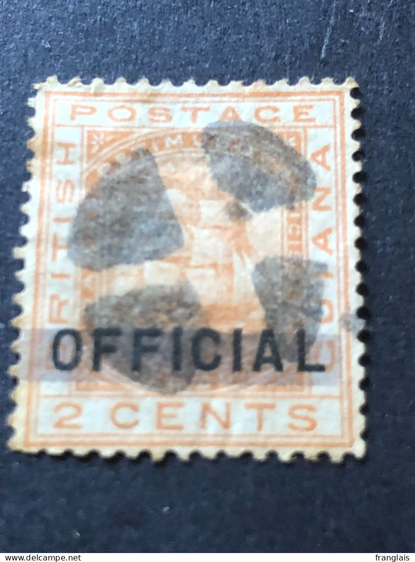 BRITISH GUIANA  SG O2 Official 2c Orange  CC Wmk FU - Guayana Británica (...-1966)