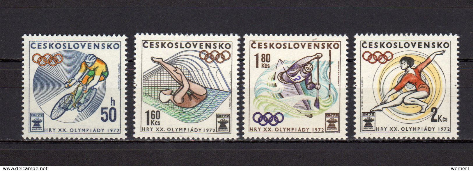 Czechoslovakia 1972 Olympic Games Munich, Cycling, Kayaking Etc. Set Of 4 MNH - Ete 1972: Munich