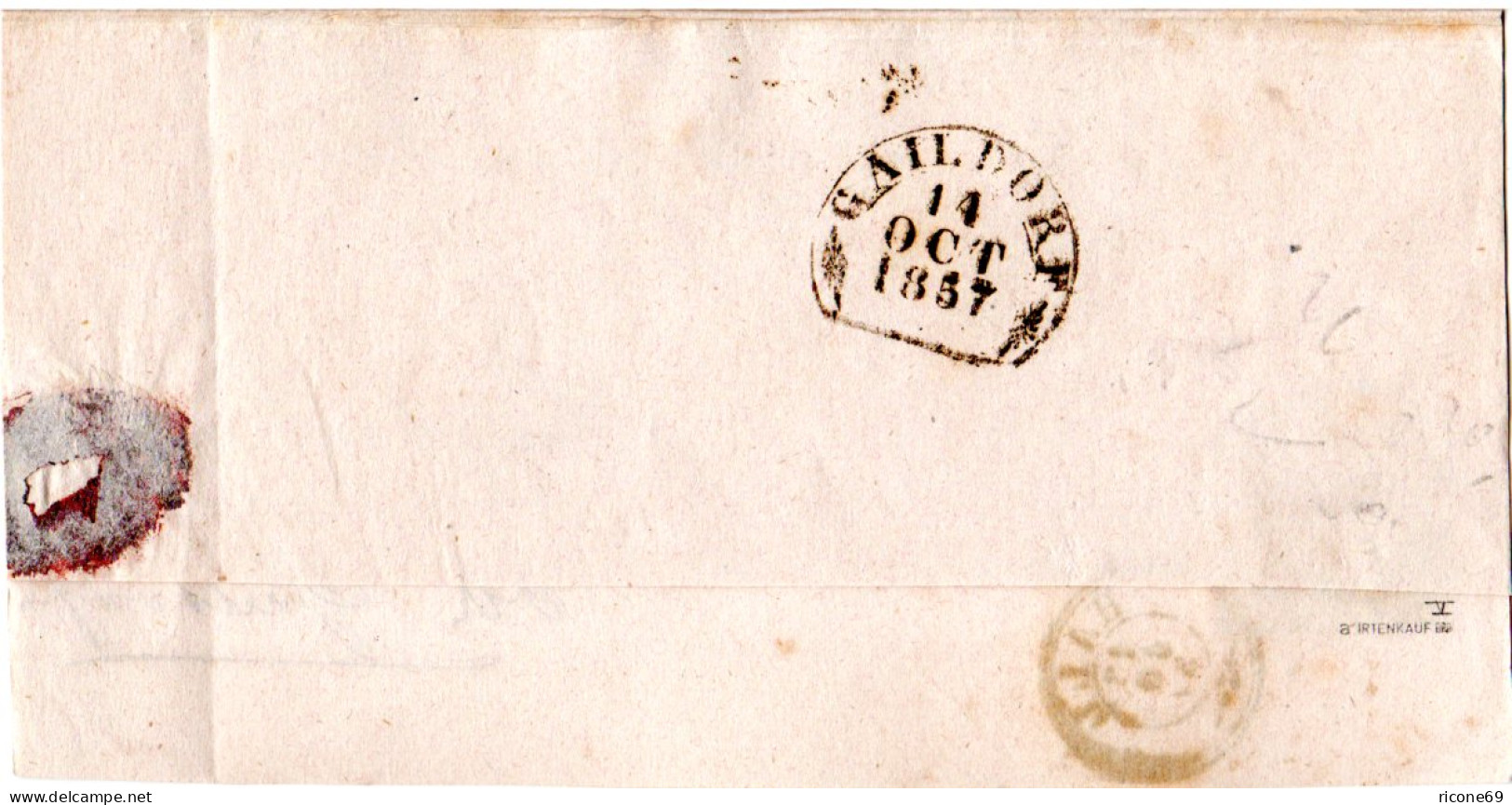 Württemberg 1857, Breitrandige 3 Kr. Gelb Auf Briefteil M. K3 HALL. Geprüft. - Covers & Documents