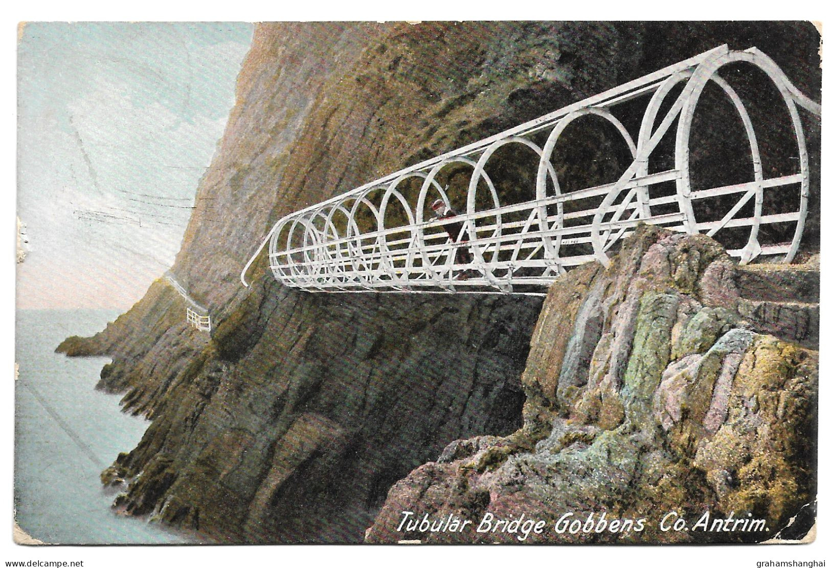 Postcard UK Northern Ireland Antrim The Gobbins Tubular Bridge Posted KEVII 190? - Antrim