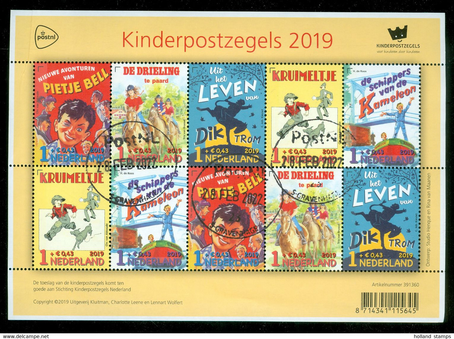 NEDERLAND * NVPH  V3786-90 * 2019 * POSTFRIS GESTEMPELD * CAT.W. EURO 32,50 - Gebraucht