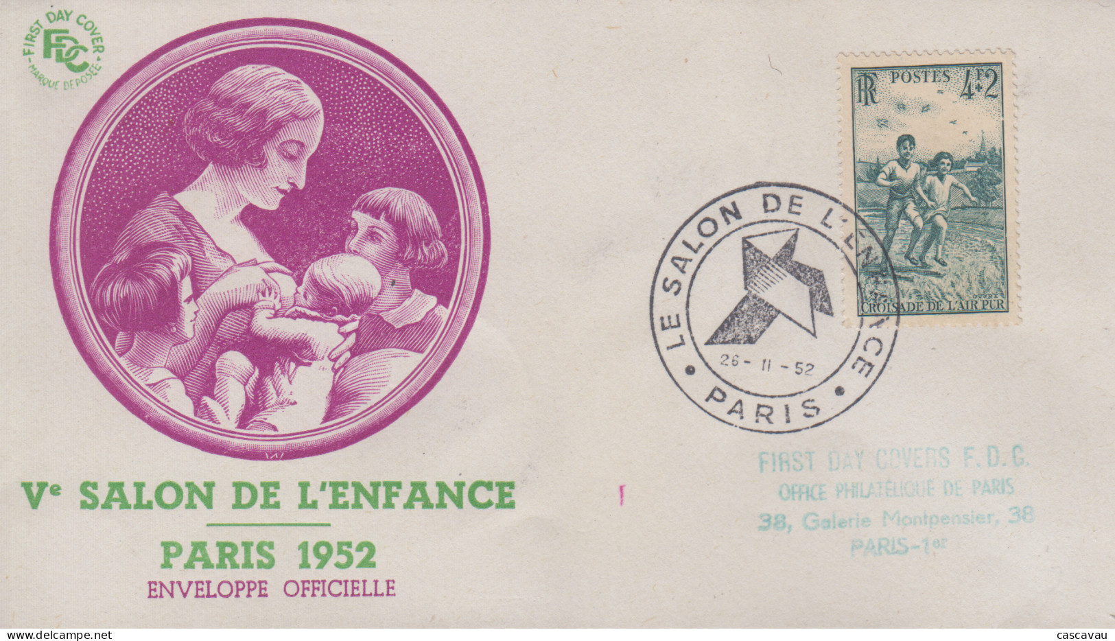 Enveloppe  FDC    FRANCE    SALON  DE  L' ENFANCE     PARIS   1952 - 1950-1959