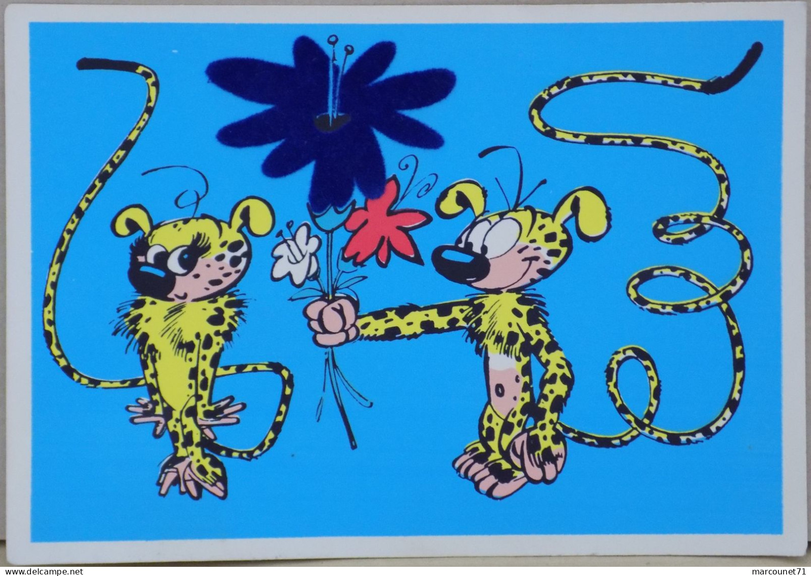 FRANQUIN SPIROU MARSUPILAMI ET MARSUPILAMIE ROBBEDOES CARTE POSTALE VELOUR FLOCAGE FEUTRINE FLOCK-INDUS 2001 - Postcards