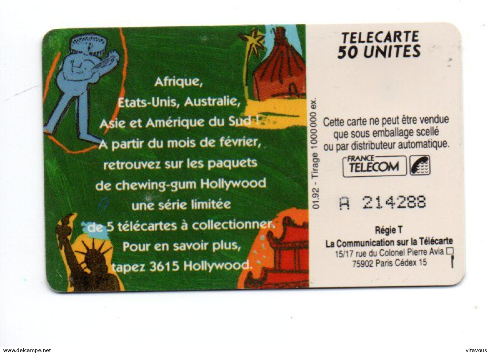 Hollywood Chewing Gum - Télécarte FRANCE 50 Unités  Phonecard  (K 155) - 1992