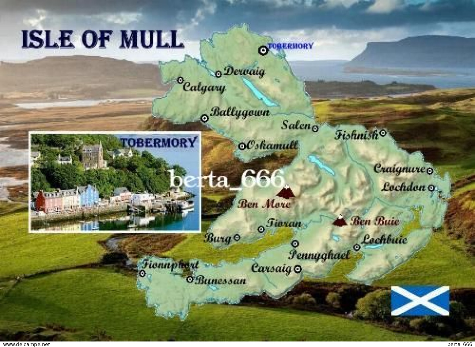 Scotland Isle Of Mull Map New Postcard * Carte Geographique * Landkarte - Argyllshire