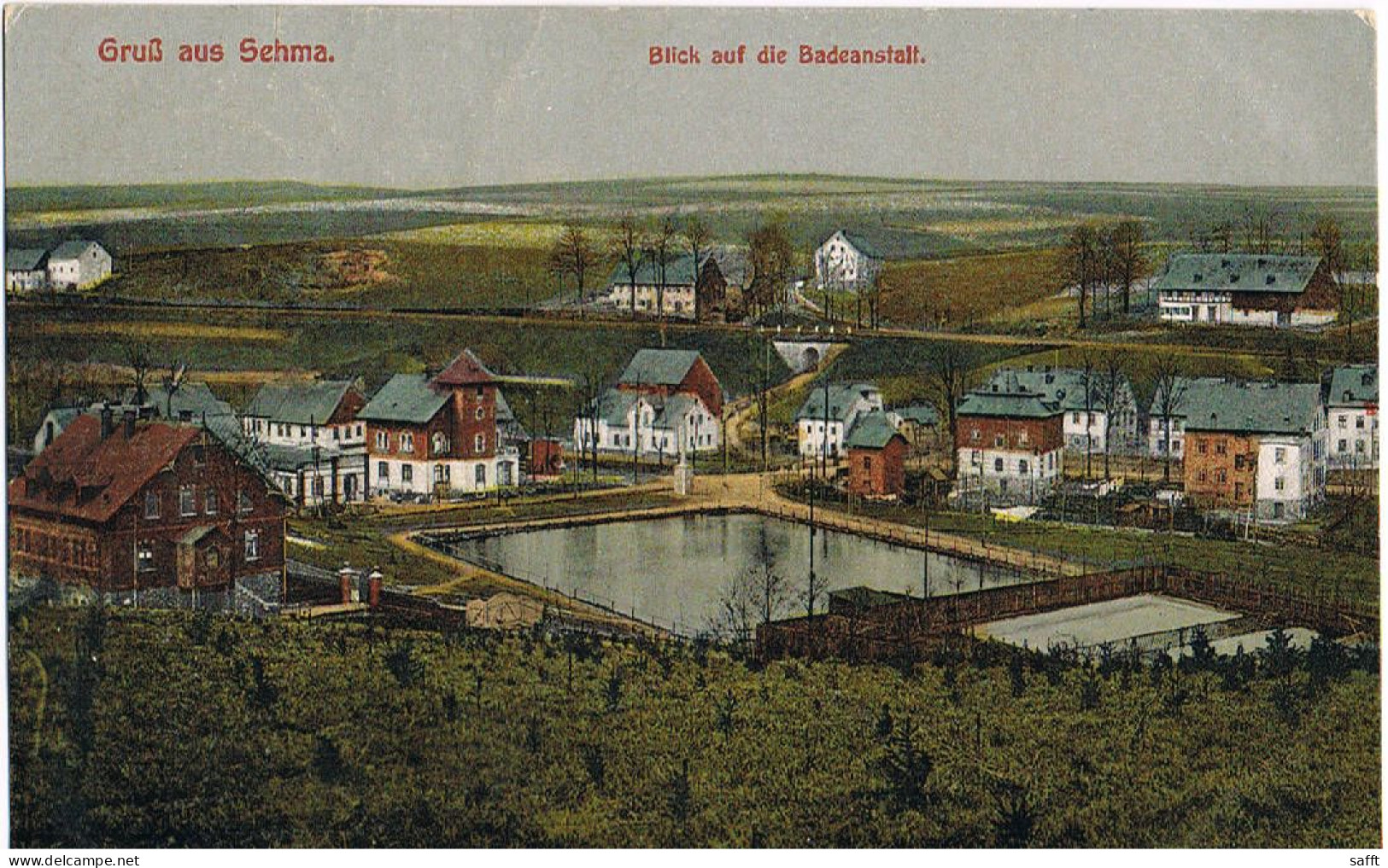 AK Sehma/Sachsen, Blick Auf Die Badeanstalt 1918 - Sehmatal