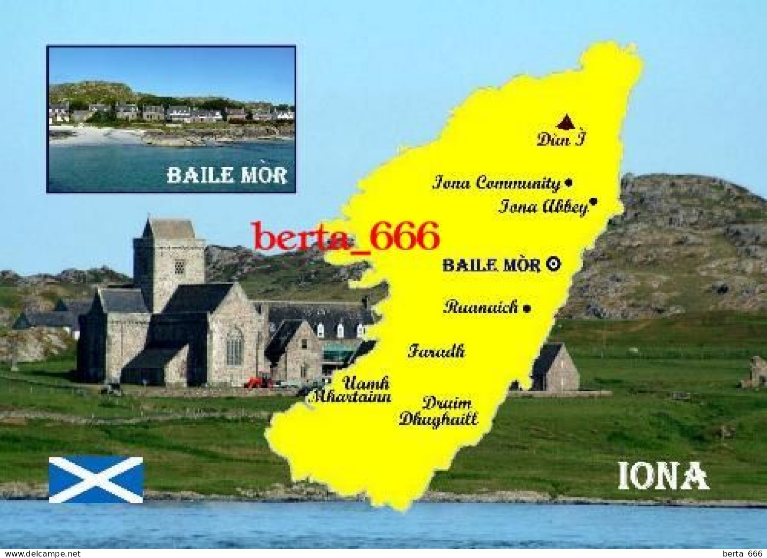 Scotland Iona Island Map New Postcard * Carte Geographique * Landkarte - Argyllshire