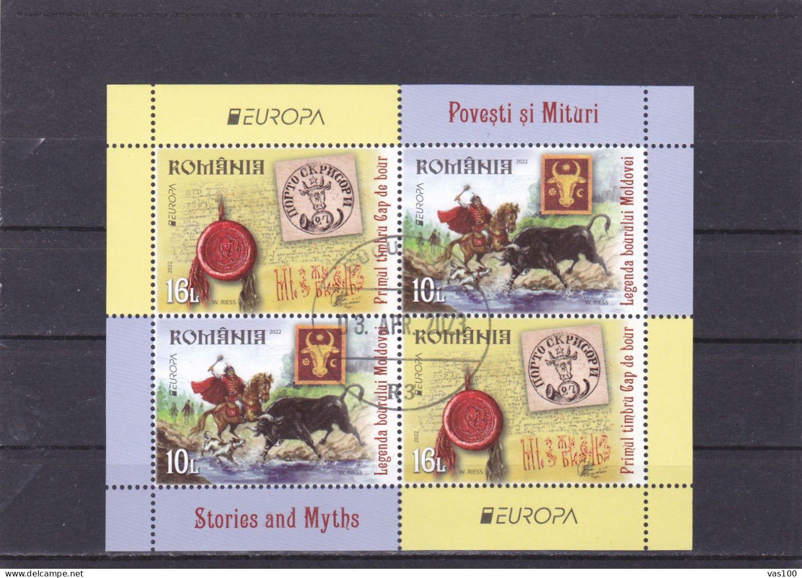 ROMANIA 2022, STORIES AND MYTHS EUROPA MINIATURE SHEET USED,MODEL 2 - Used Stamps