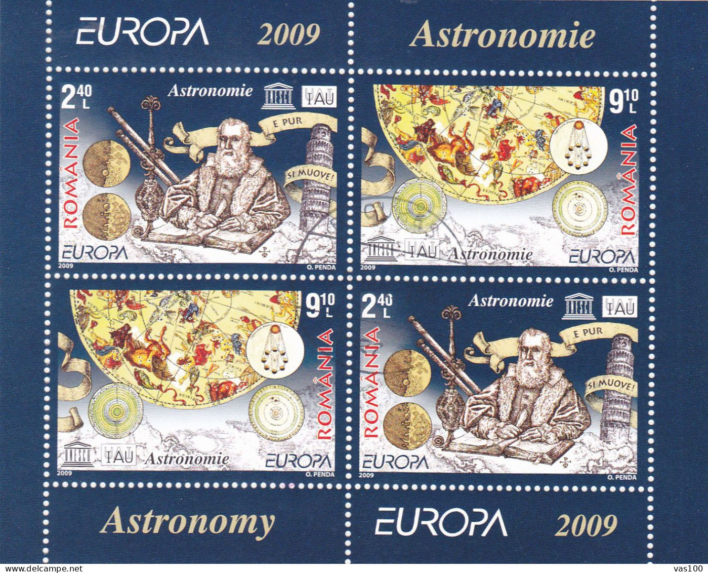 Romania 2009 Europa, Astronomy S/s, Used, History - Science - Europa (cept) - Astronomy - Gebruikt