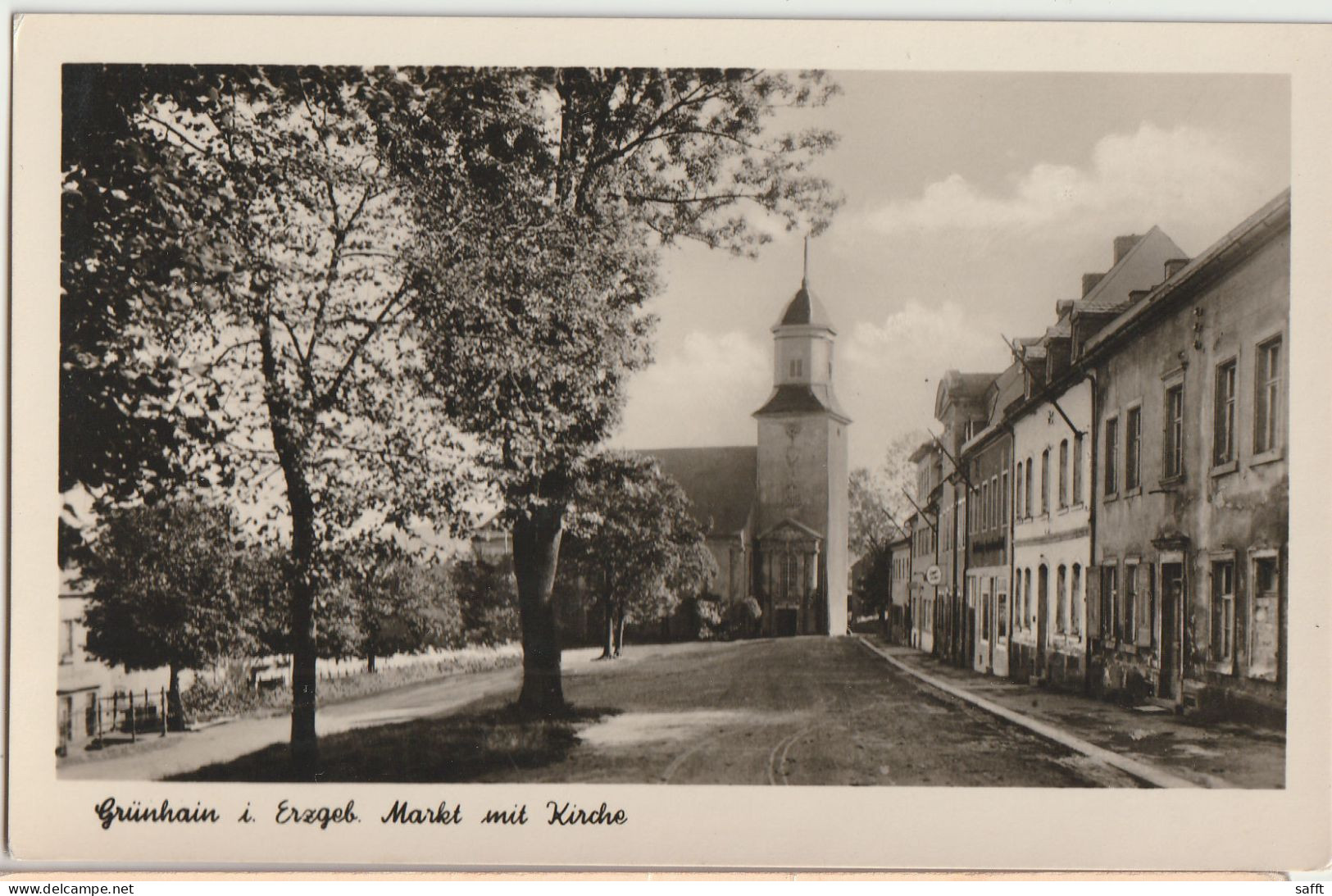 AK Grünhain/Erzgebirge, Markt Mit Kirche 1954 - Gruenhain