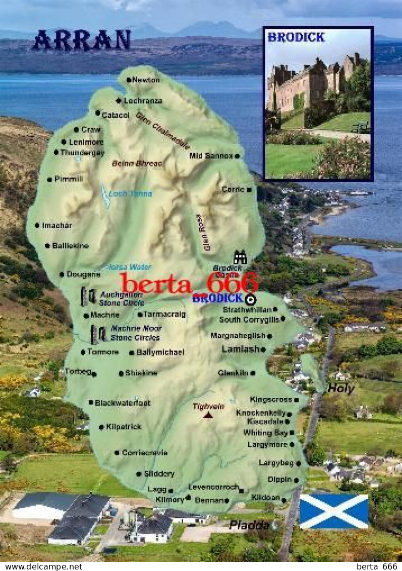 Scotland Arran Isle Map New Postcard * Carte Geographique * Landkarte - Argyllshire