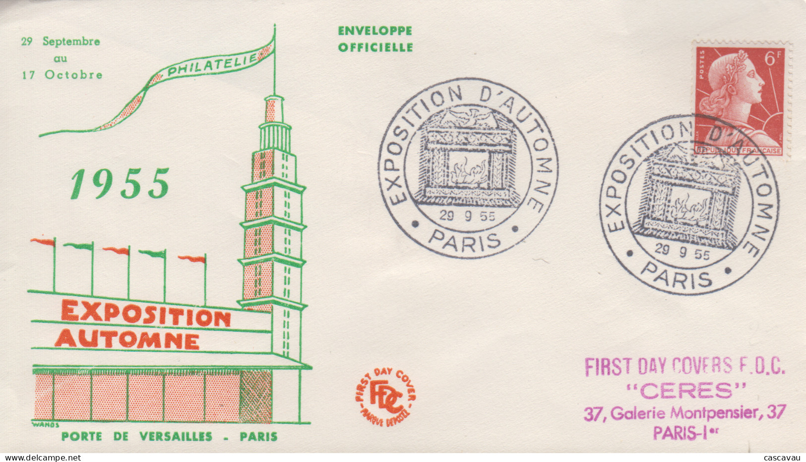 Enveloppe  FDC    FRANCE    Exposition  D' Automne    PARIS   1955 - 1950-1959