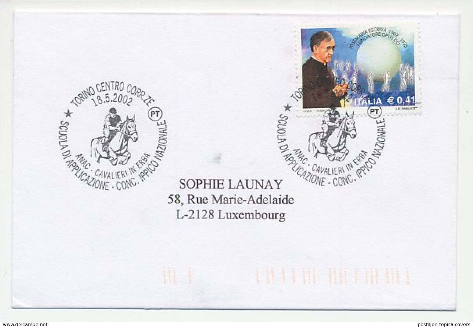 Cover / Postmark Italy 2002 Horse Race - Ippica