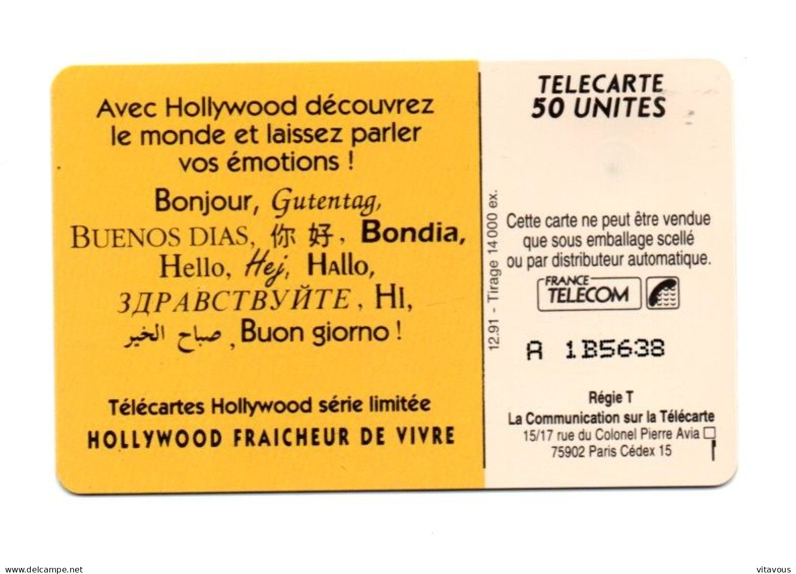 Hollywood MEXICO  - EN 247 Télécarte Privée-publique FRANCE 50 Unités  Phonecard  (K 156) - 50 Eenheden