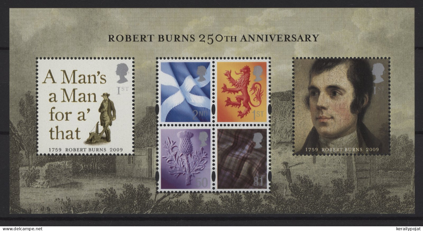 Great Britain - 2009 Robert Burns Block MNH__(TH-25767) - Blocks & Miniature Sheets