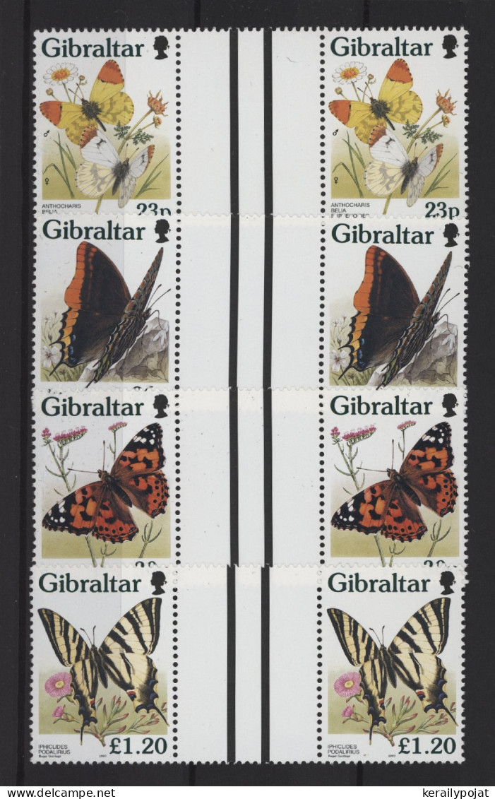 Gibraltar - 1997 Butterflies Gutter Pairs MNH__(TH-25112) - Gibilterra