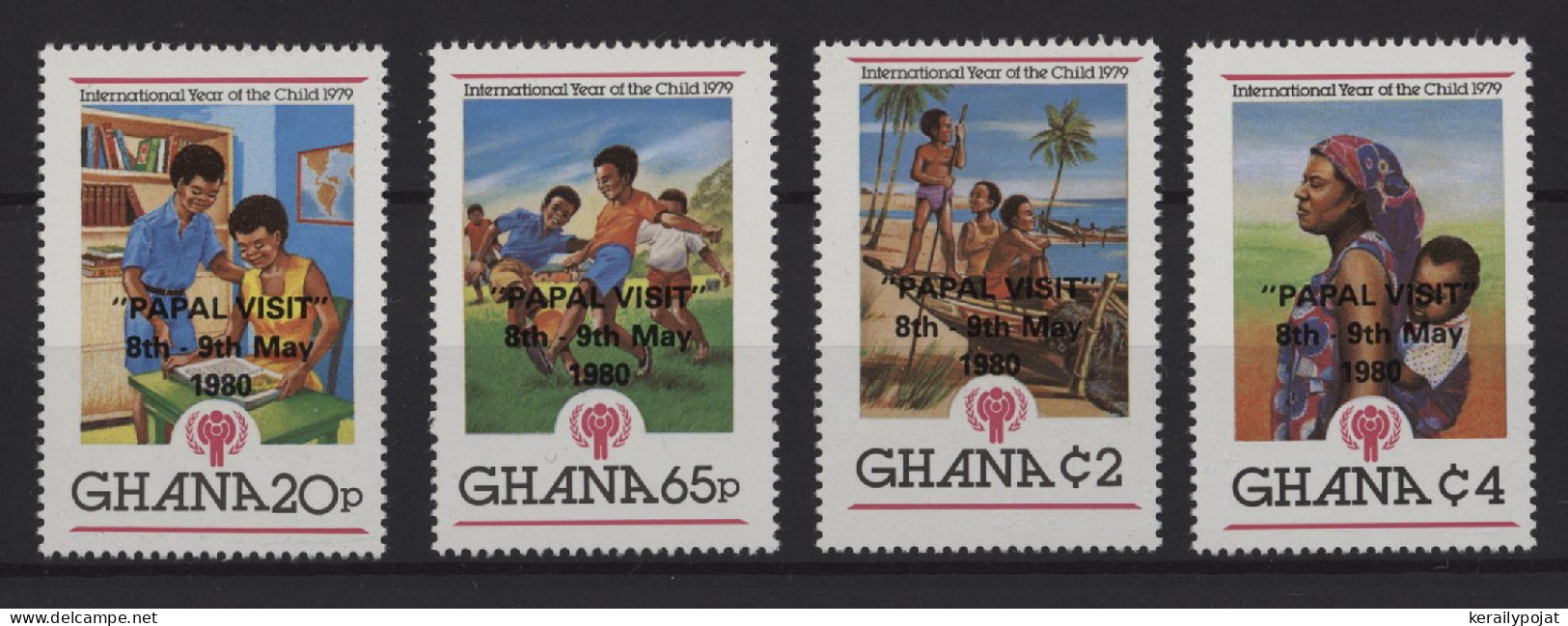 Ghana - 1980 Papal Visit Overprints MNH__(TH-25312) - Ghana (1957-...)