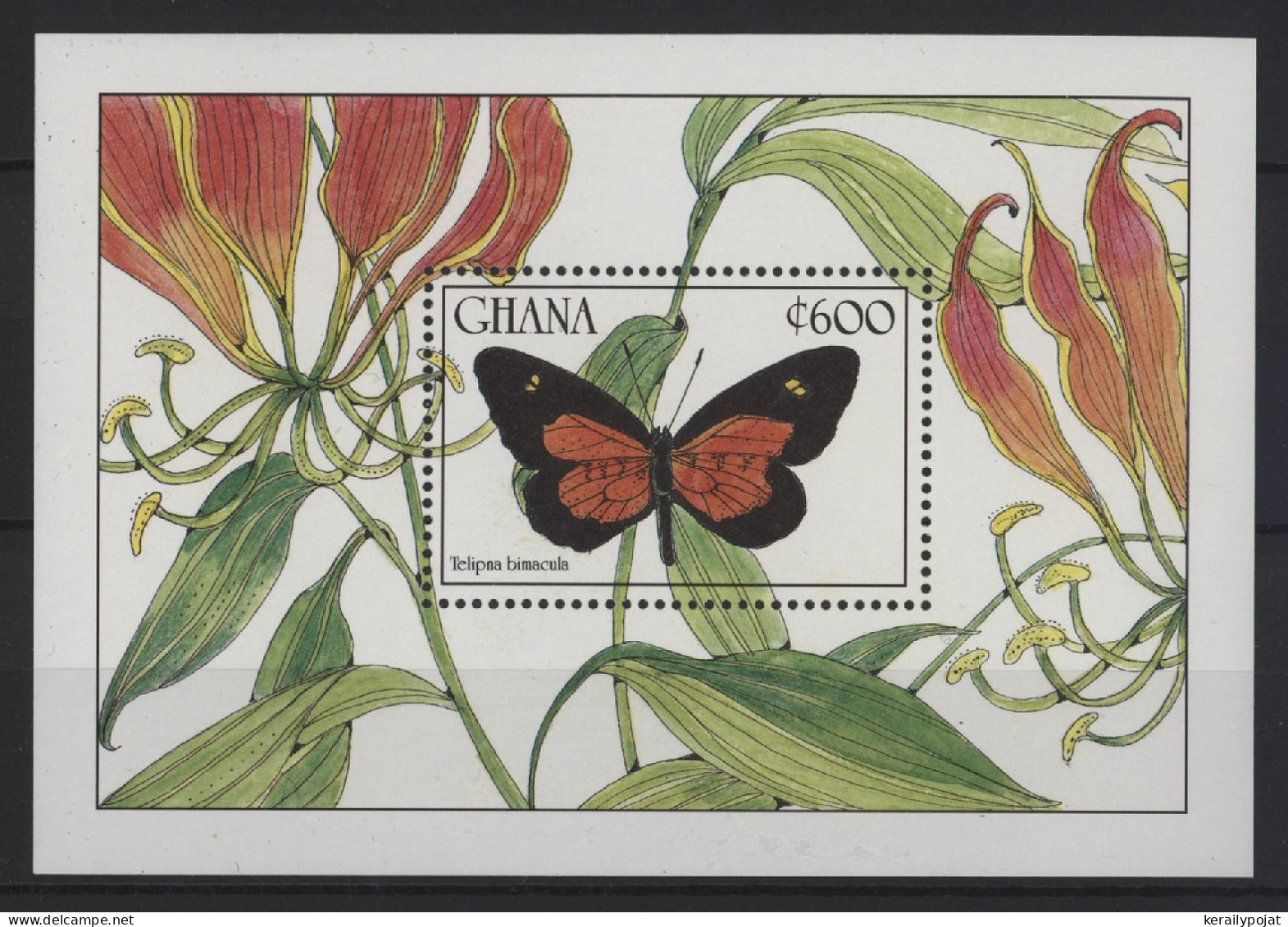 Ghana - 1990 Butterflies Block (1) MNH__(TH-26836) - Ghana (1957-...)