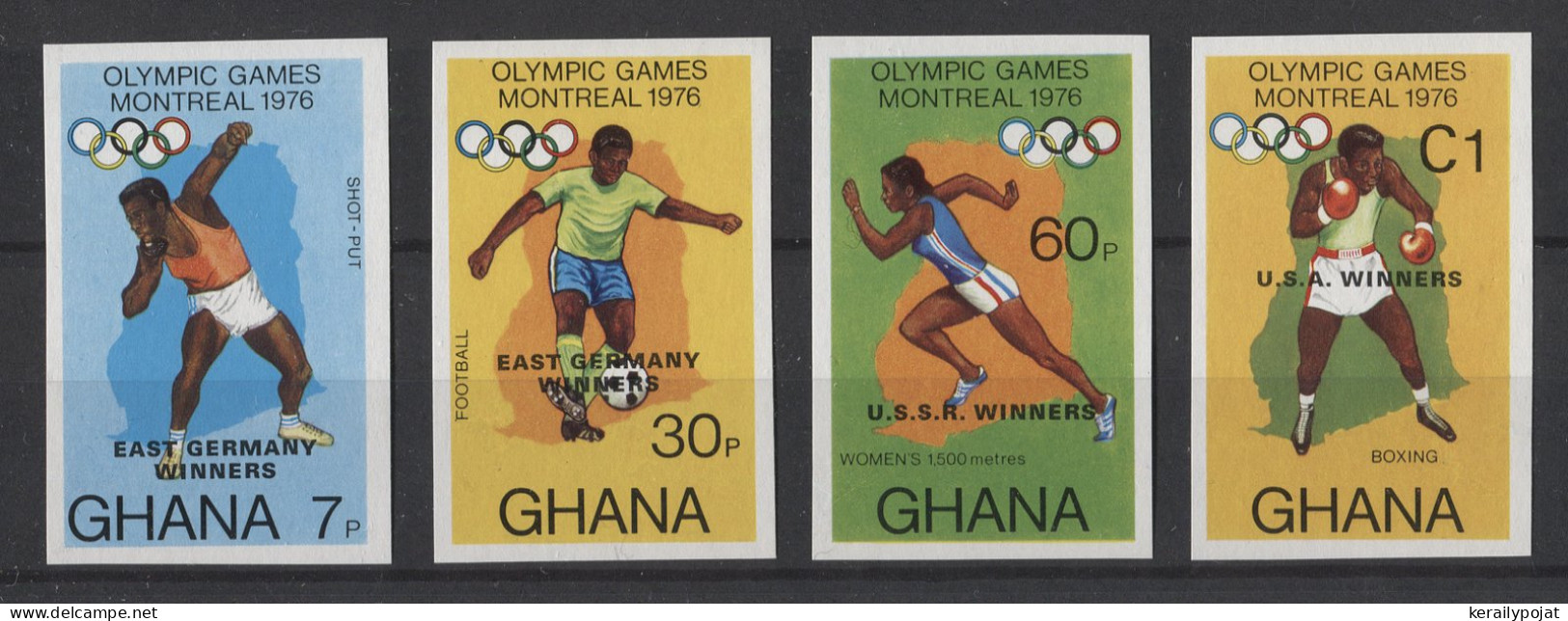 Ghana - 1977 Montreal Overprints IMPERFORATE MNH__(TH-24935) - Ghana (1957-...)