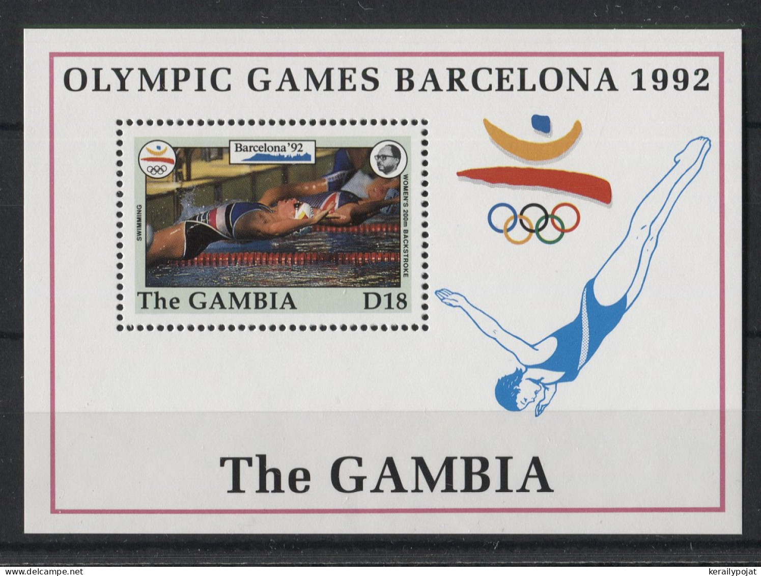 Gambia - 1992 Olympic Games Block (3) MNH__(TH-24034) - Gambie (1965-...)