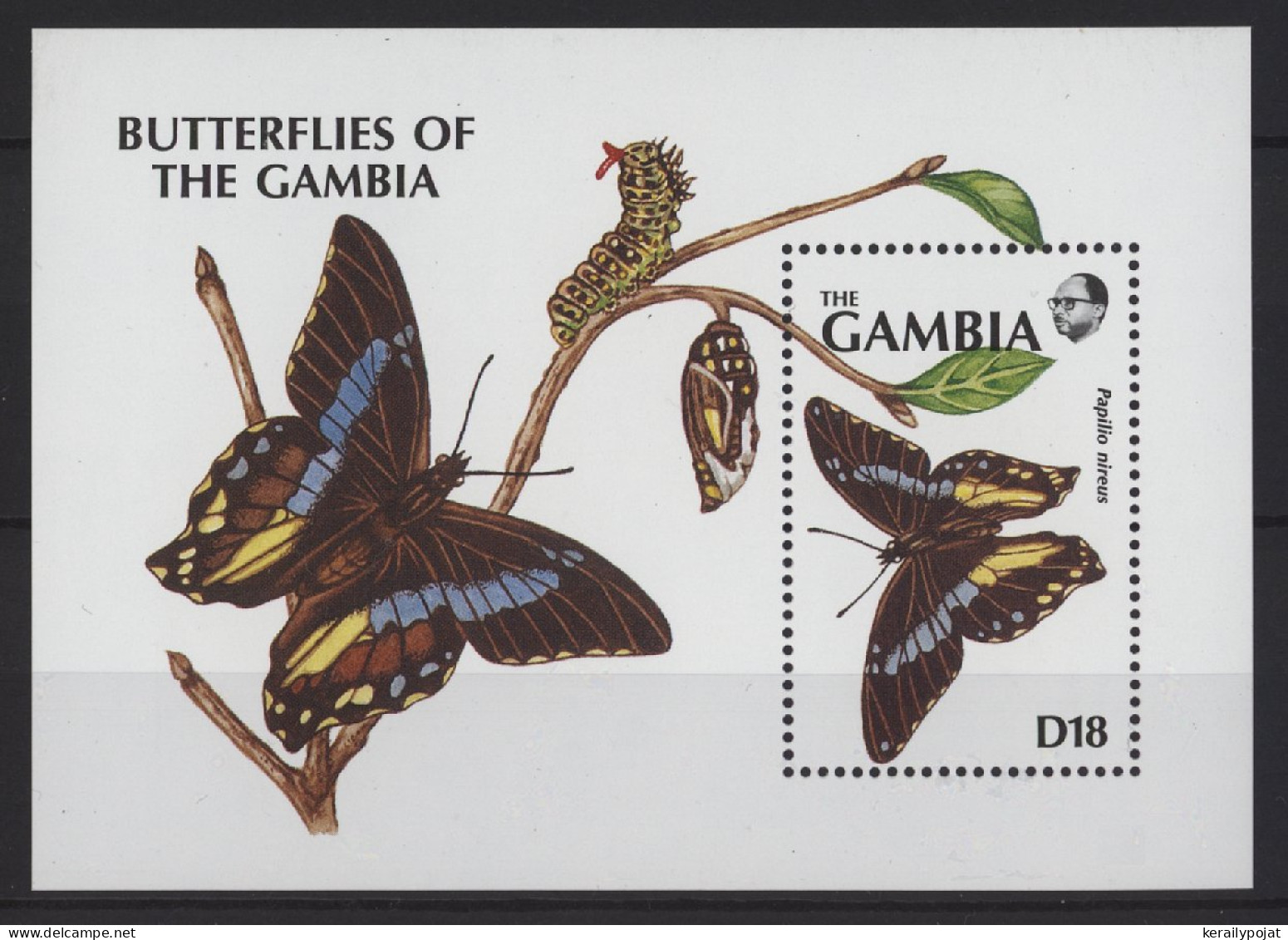 Gambia - 1991 Butterflies Block (3) MNH__(TH-26833) - Gambie (1965-...)