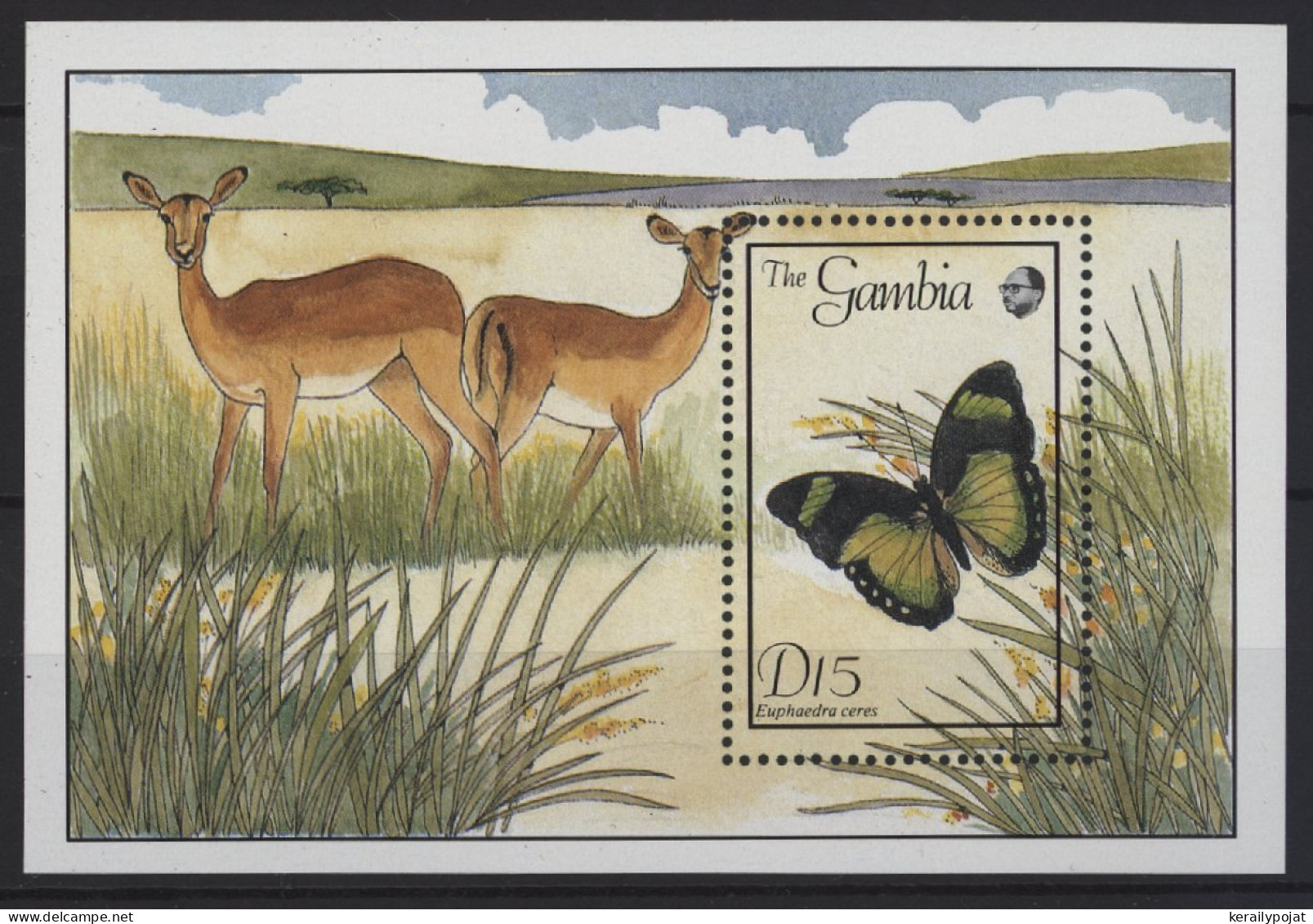 Gambia - 1989 Butterflies Block (2) MNH__(TH-26824) - Gambia (1965-...)