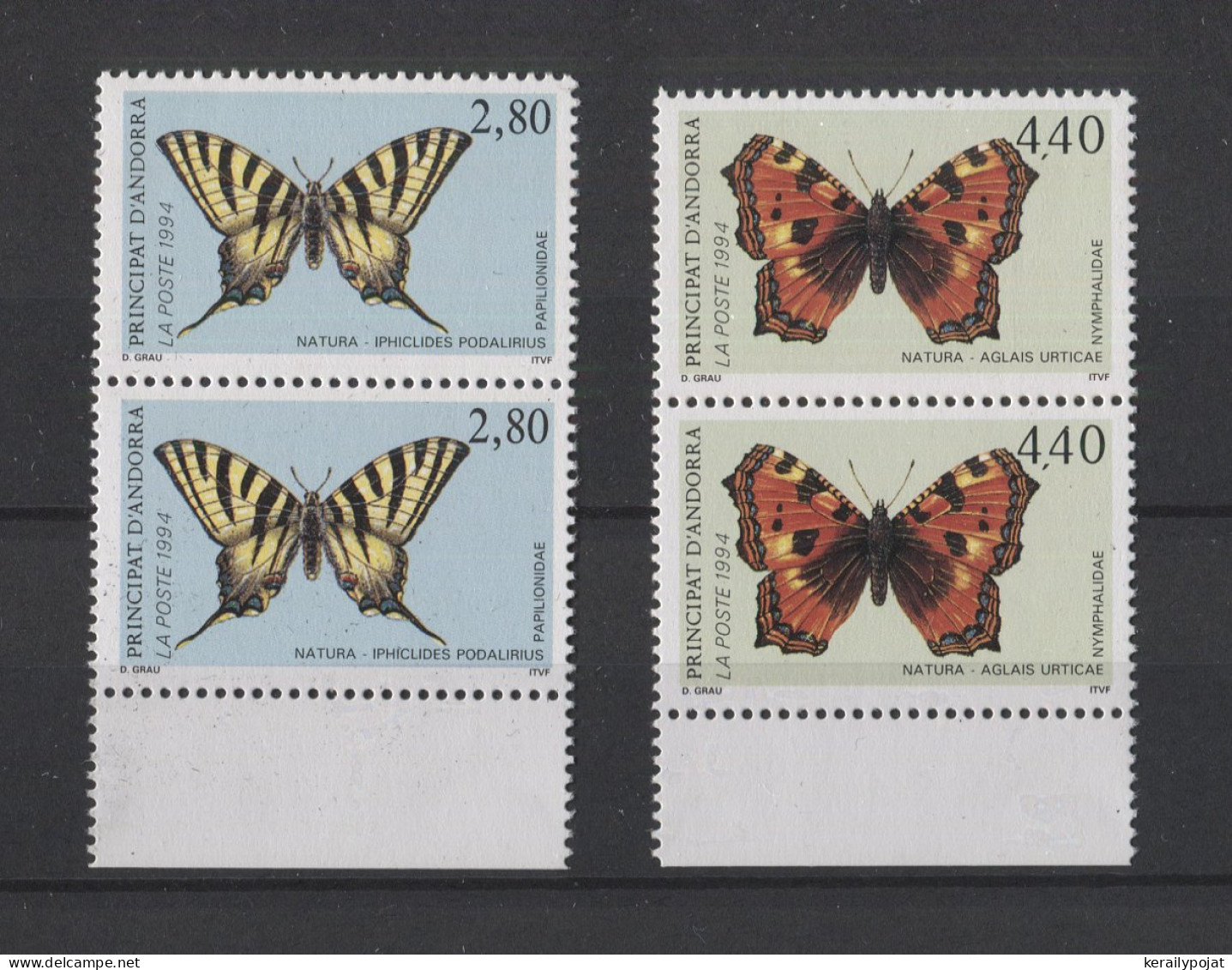 French Andorra - 1994 Butterflies Pairs MNH__(TH-24753) - Neufs