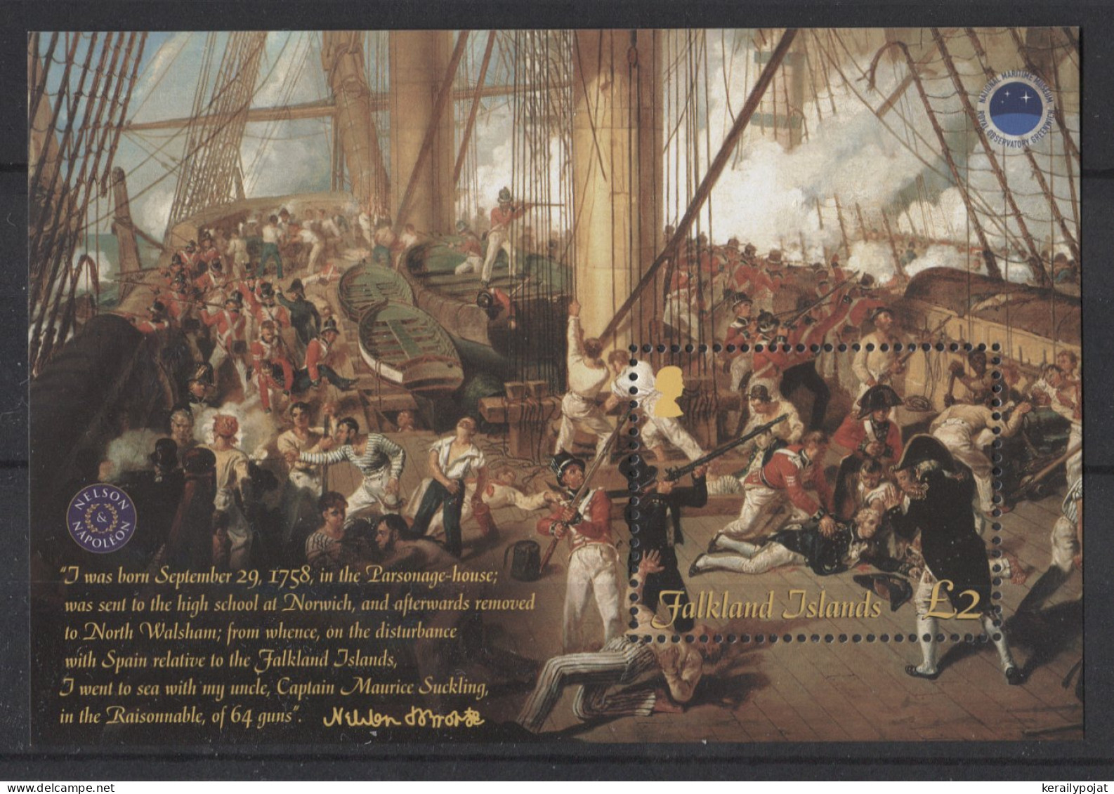 Falkland Islands - 2005 Battle Of Trafalgar Block MNH__(TH-26489) - Falklandeilanden