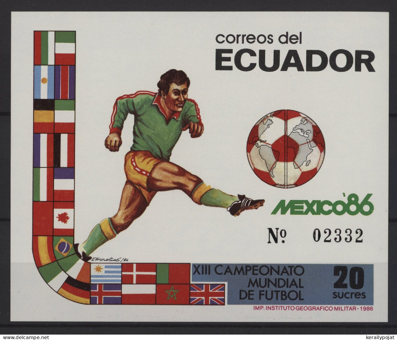 Ecuador - 1986 Soccer World Cup Block MNH__(TH-27768) - Ecuador