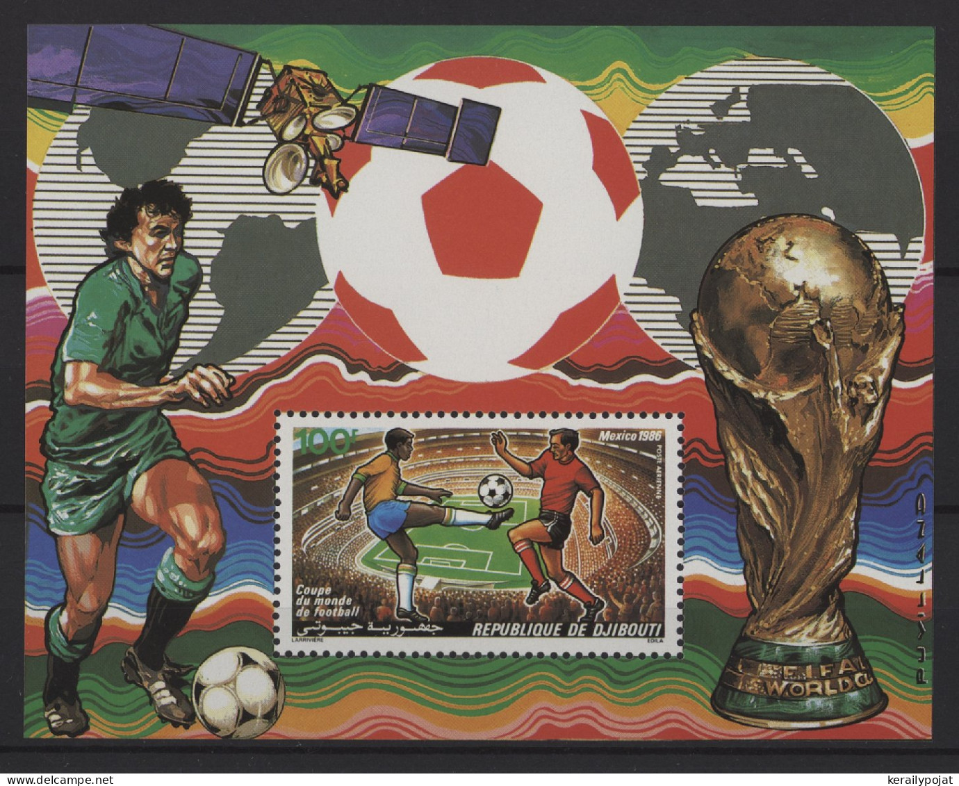 Djibouti - 1986 Soccer World Cup Block (2) MNH__(TH-27774) - Dschibuti (1977-...)